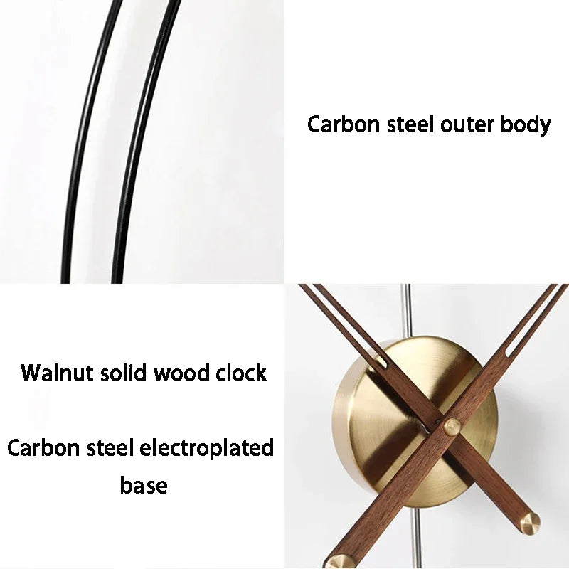 Spanish Minimalist Wall Clock Creative Luxury Living Room Art Clocks Solid Wood Pointer Large Wall Clock Silent