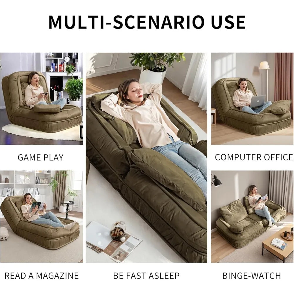Human Dog Bed-Lazy Sofa Chair,5 Adjustable Tatami Bean Bag with Massage Pillow,Multi-Functional Floor Sofa Bed