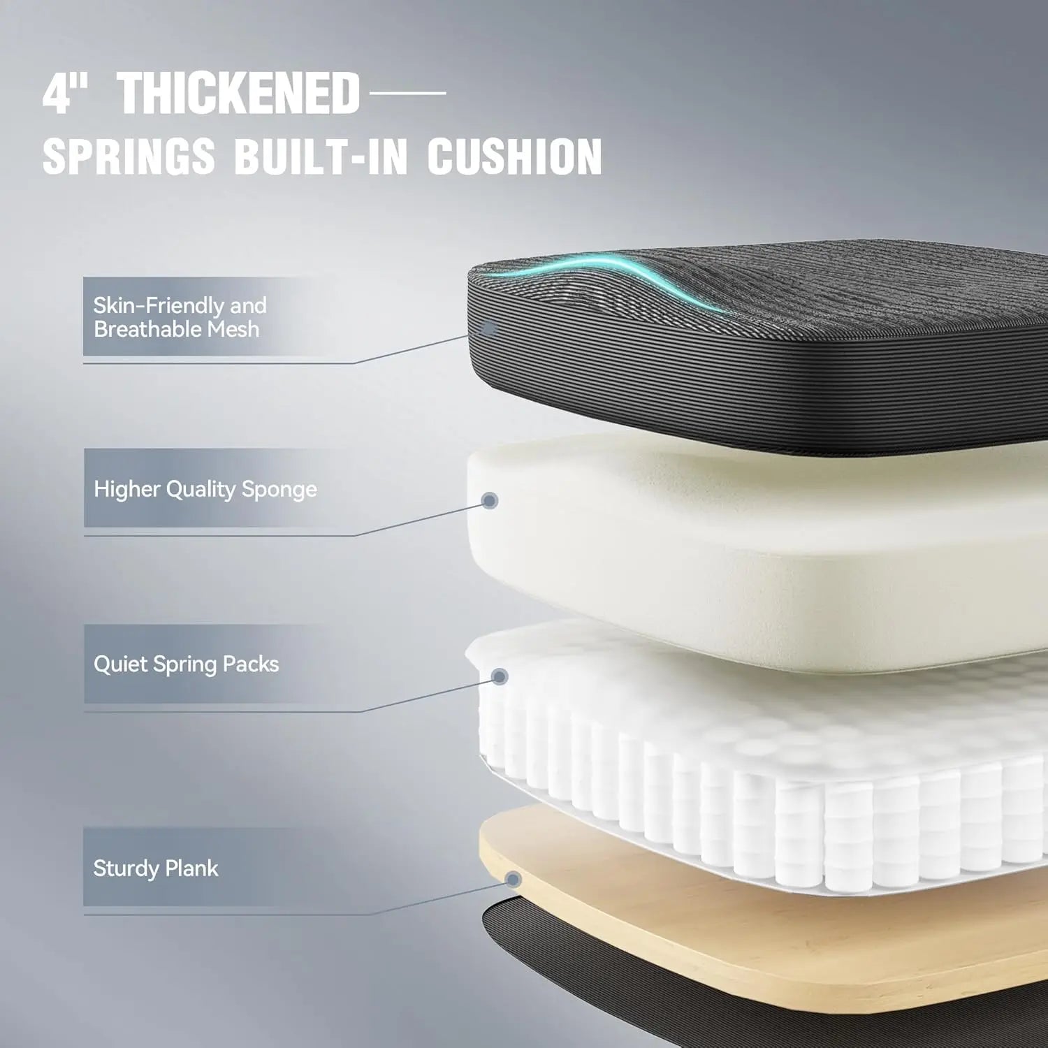 Dowinx Ergonomic Office Chair,Mesh Computer Chair with Pocket Spring Desk Chair with Adjustable Lumbar Support