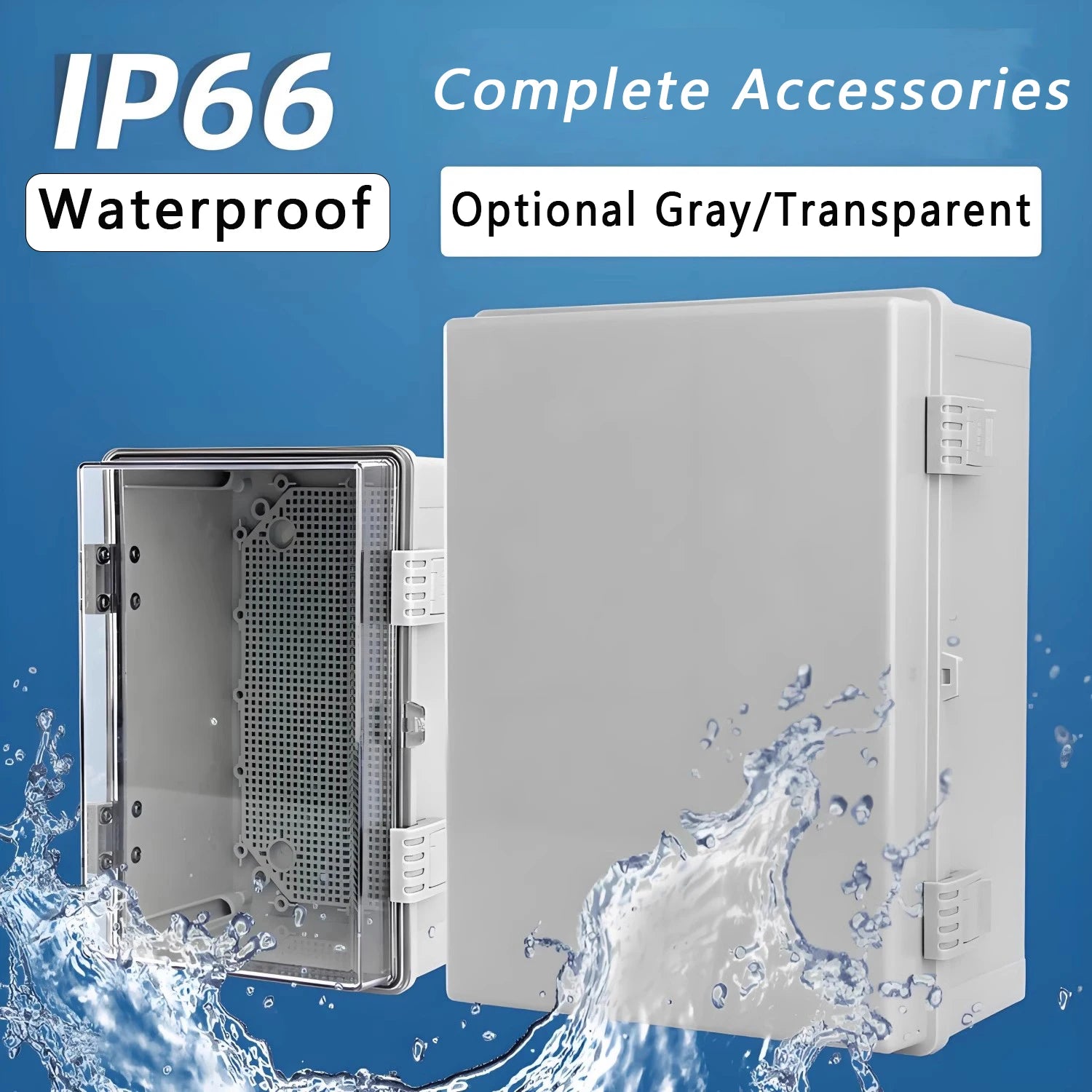 IP66 Waterproof Plastic Box ABS Wire Junction Box Gray/Transparent Cover Enclosure Outdoor Electronic Engineering