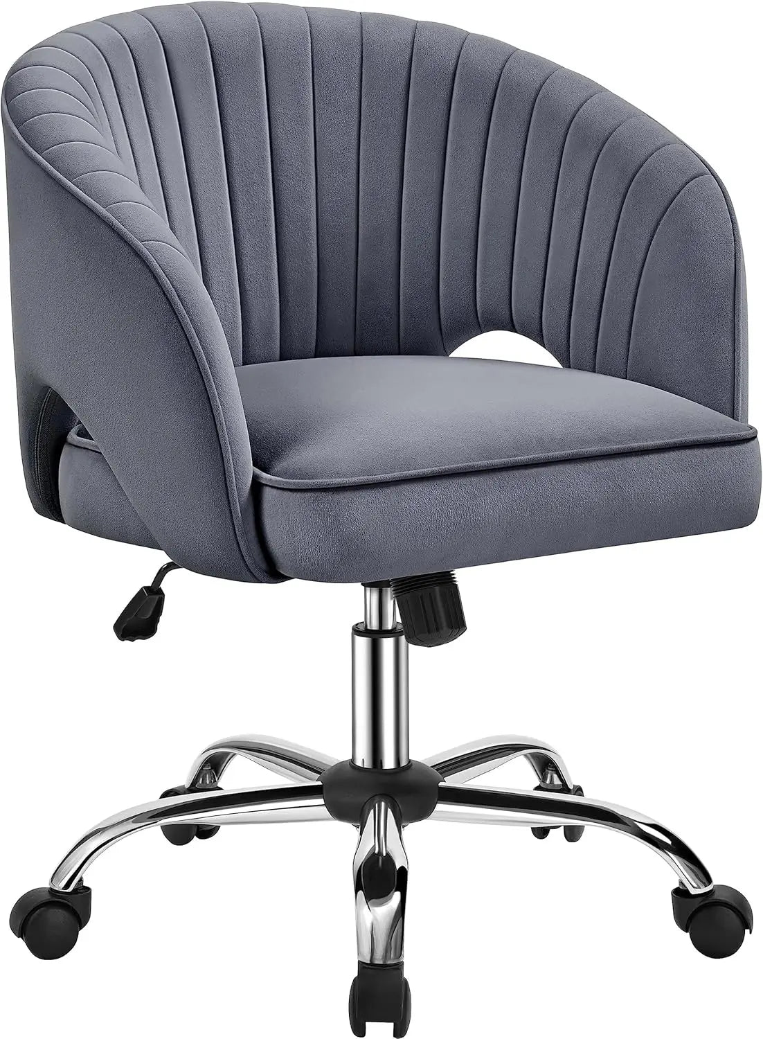 Home Office Chair Velvet Desk Chair Upholstered Modern Swivel Chair with Tufted Barrel Back Rolling Wheels for Office