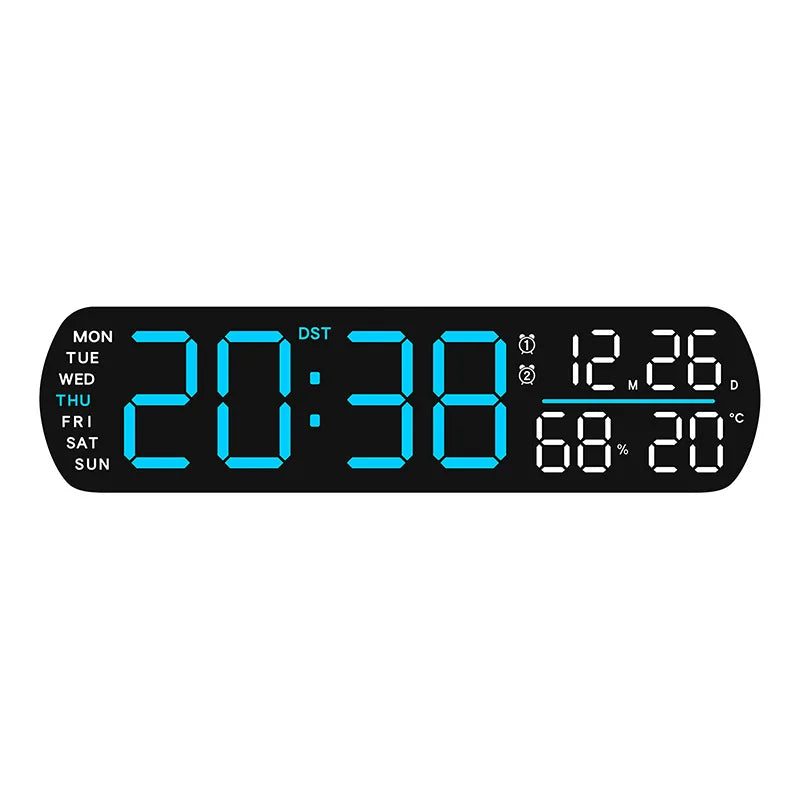 LED Alarm Clock TEMP Humidity Date Week Display Dual Alarm Timer Countdown DST Snooze Auto Dimming 12/24H Digital Table