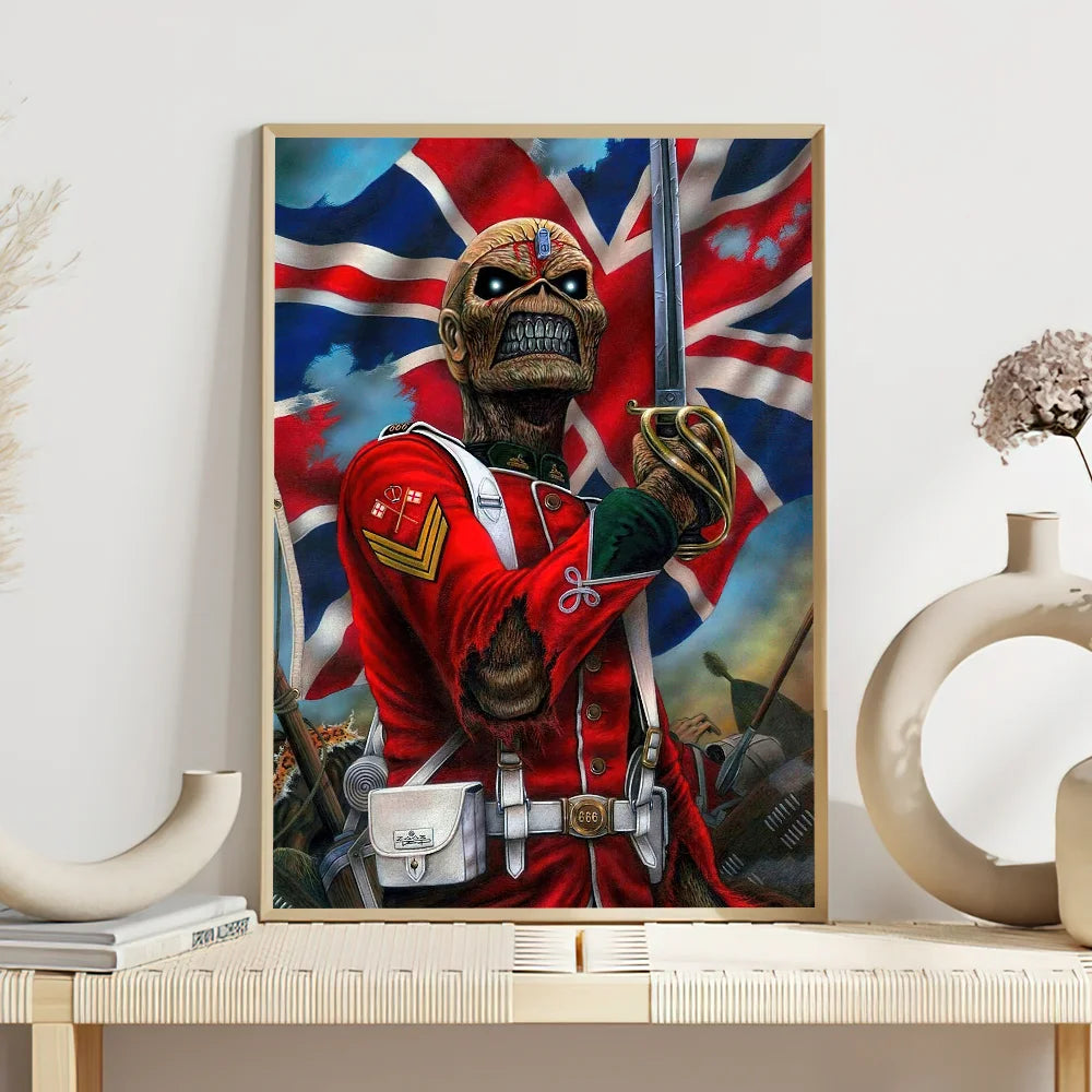 Band I-Iron M-Maiden Poster Self Adhesive Painting Living Room Office Decoration Bedroom Home Wall Sticker Prints - z6