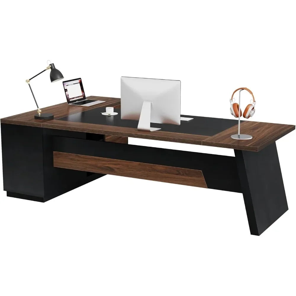 78’’ L-Shaped Executive Desk Office Desk with Drawers and Lateral File Cabinet Business Furniture with Storage Shelves