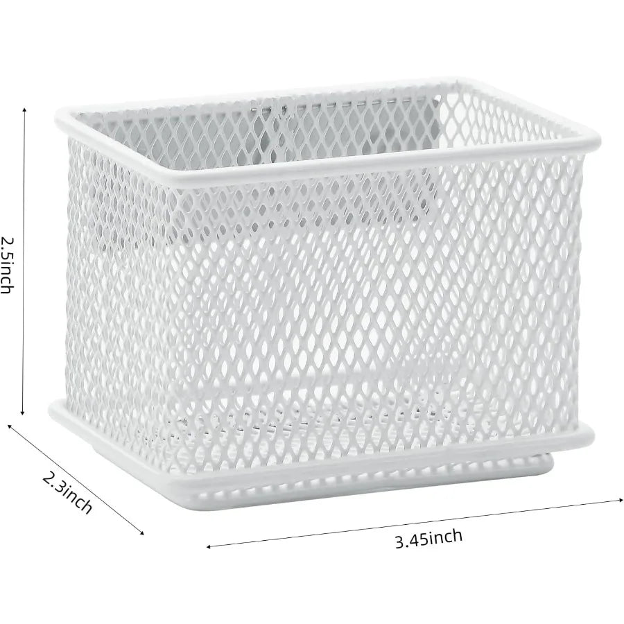 2 Pack Pen Holder 3.45x2.3x2.6inch Magnetic Basket Locker Organizer Metal Mesh Pencil Memo Holder for Whiteboard Fridge