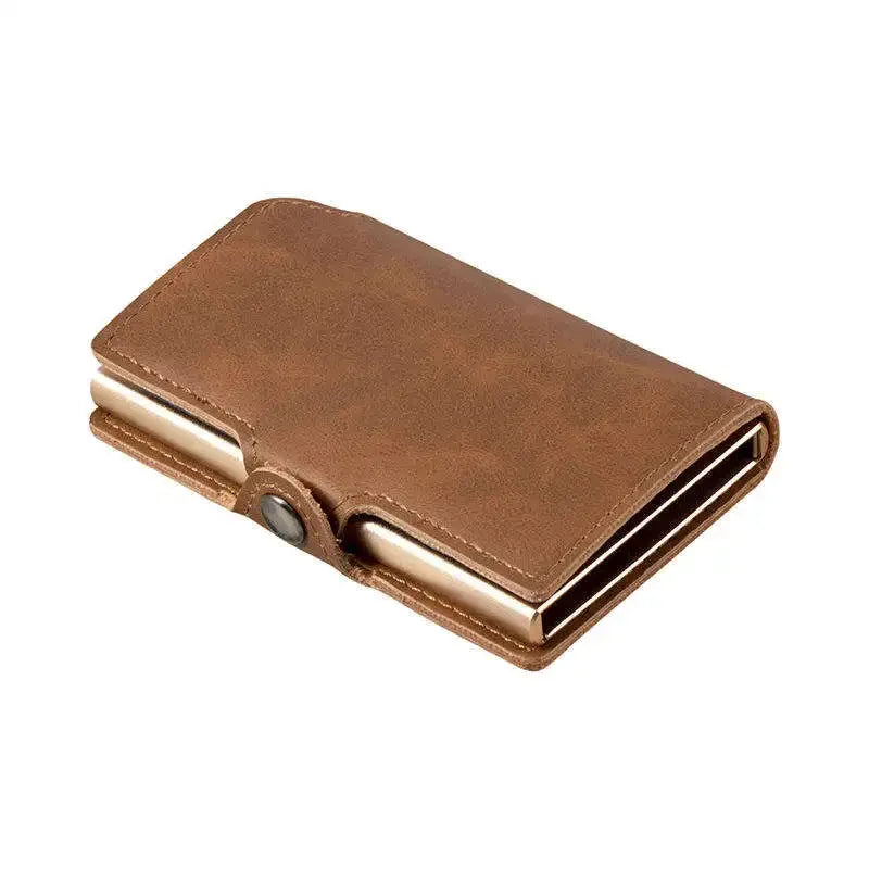 Split Genuine Leather Mens Slim Wallet Pop Up Credit Card Holder with RFID Blocking Money Clip Stylish Front Pocket