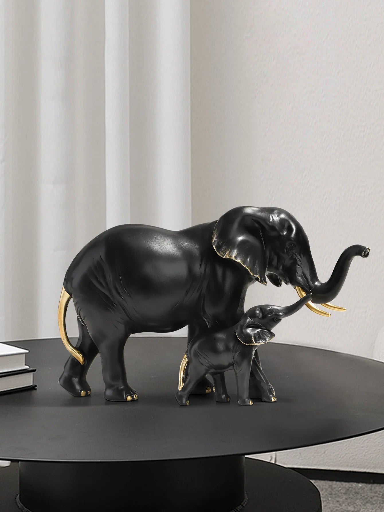 Resin mother-and-child elephant sculpture exquisite handicraft home decor figurine for bedroom living room study desk