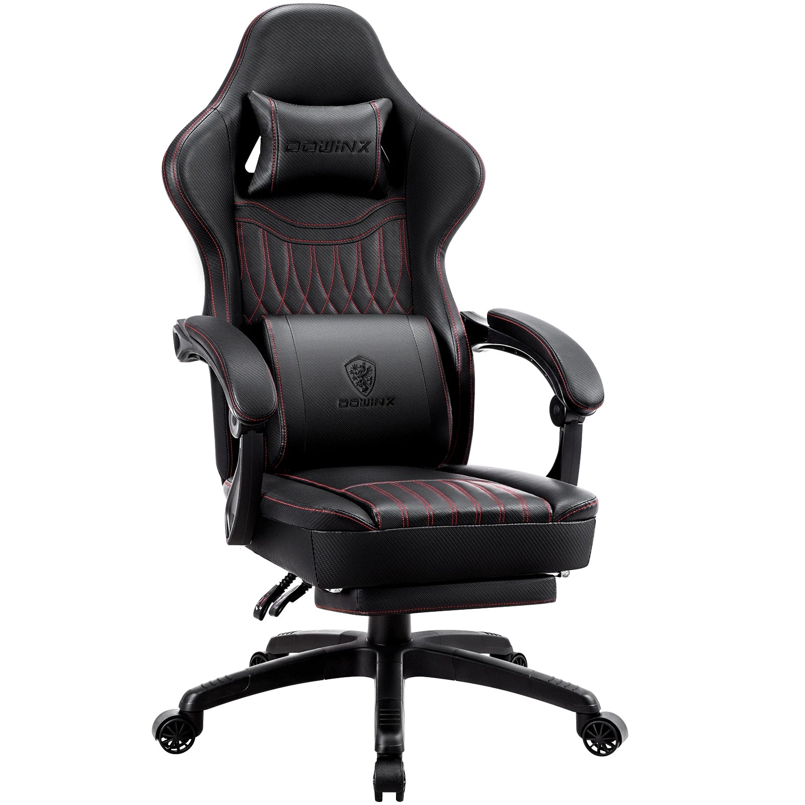 Dowinx Gaming Chair Breathable PU Leather Gamer Chair with Pocket Spring Cushion Ergonomic Computer Chair with Lumbar