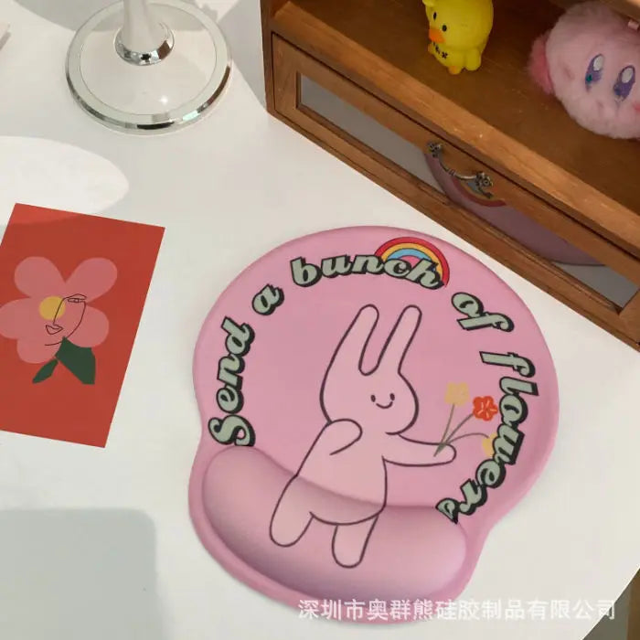 Cartoon Bear Couple Silicone Mouse Pad Thickened Wrist Protection Soft Hand Rest Anti-factory Store Office Mouse Mat