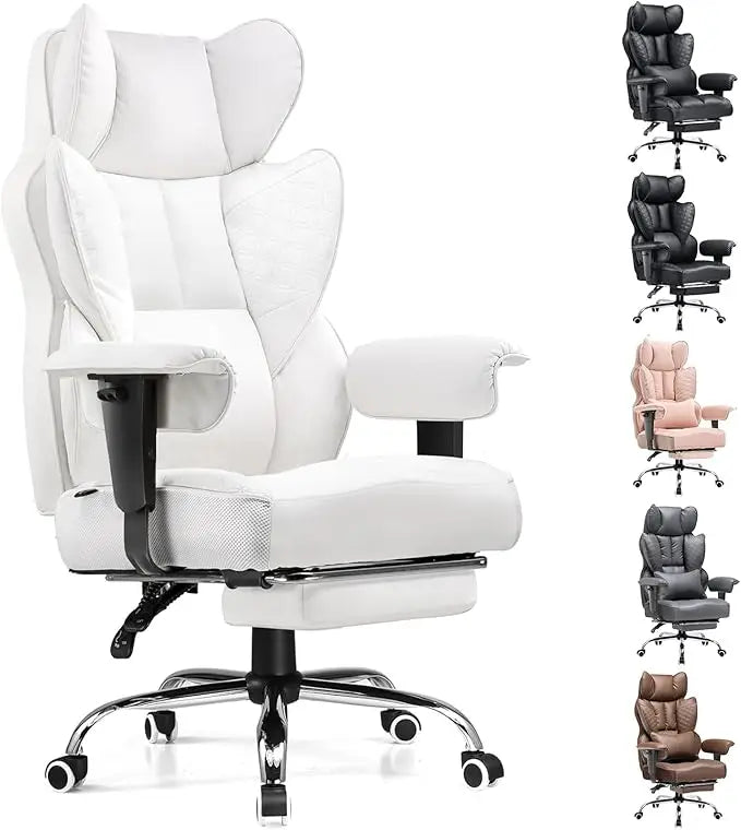 Big and Tall Office Chair 400LBS Wide Ergonomic Gaming Chair with Deluxe Embossing Designed Leather with Foot