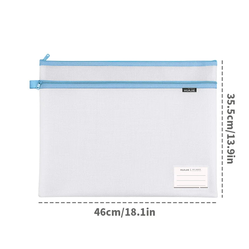 HUAJIE A3 EVA File Bag Thick Double Zipper Document Organizer Large Capacity Transparent Mesh Art Paper Storage