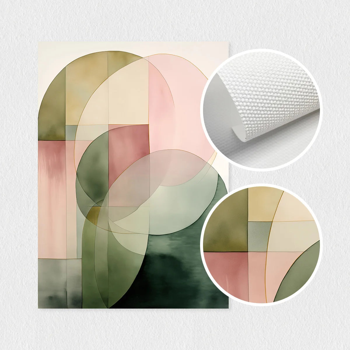 3-Piece Set of Modern Green and Pink Abstract Plant Wall Art Prints Watercolor Painting Prints Plant Canvas Posters