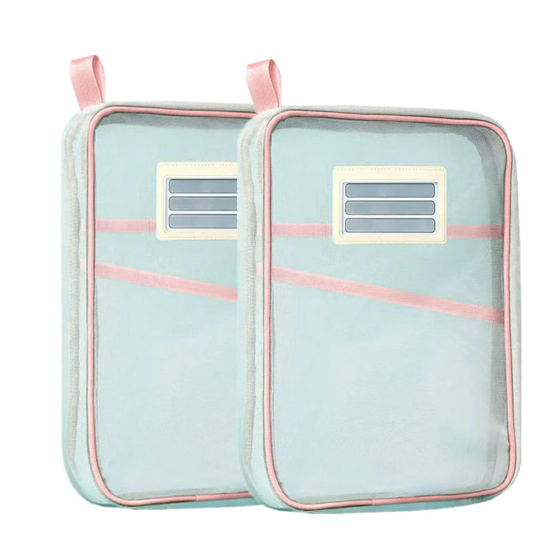 4/2/1PC A4 Stationery Storage Bag Double-layer Mesh Zipper Bag Large Capacity Organizer Folders School Office Supplie