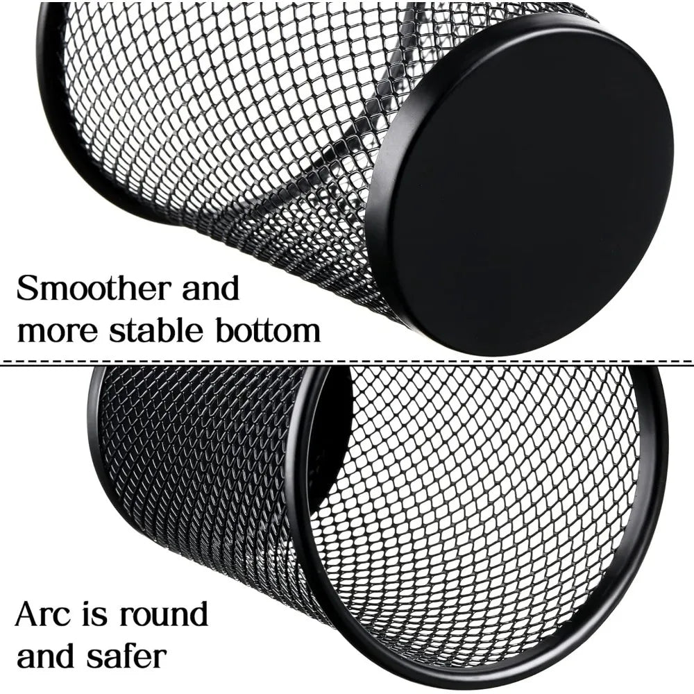 12 pcs pen holder mesh pen cup bulk metal pencil cup holder for desk black organizer round office classroom for back