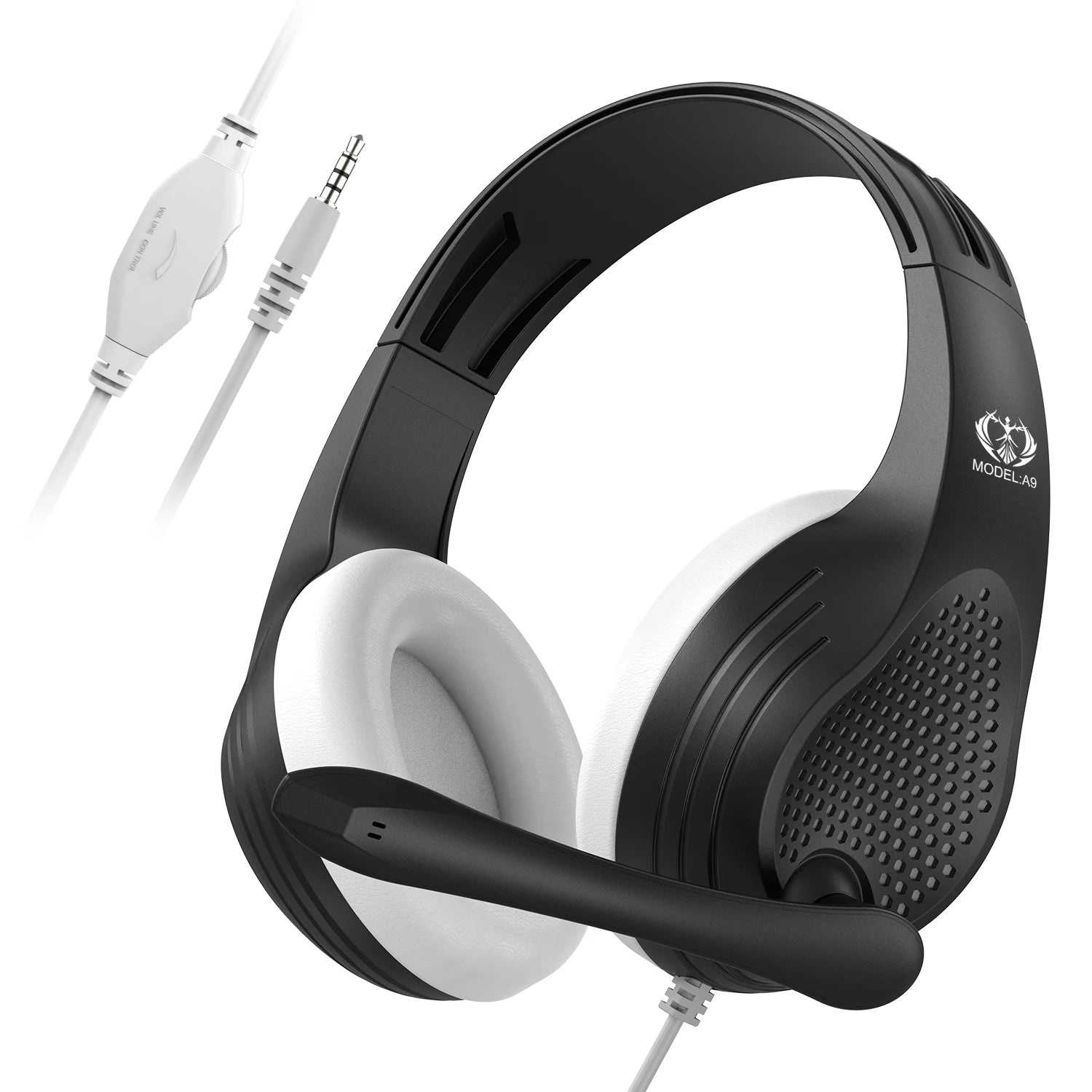 3.5mm Wired Over-Ear Headphones with Mic Noise Cancelling Stereo Bass Soft Earmuffs for Gaming