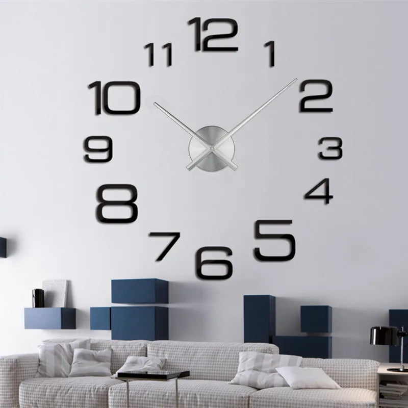 2025 Modern Design Large Wall Clock 3D DIY Quartz Clocks Fashion Watches Acrylic Mirror Stickers Living Room Home Decor