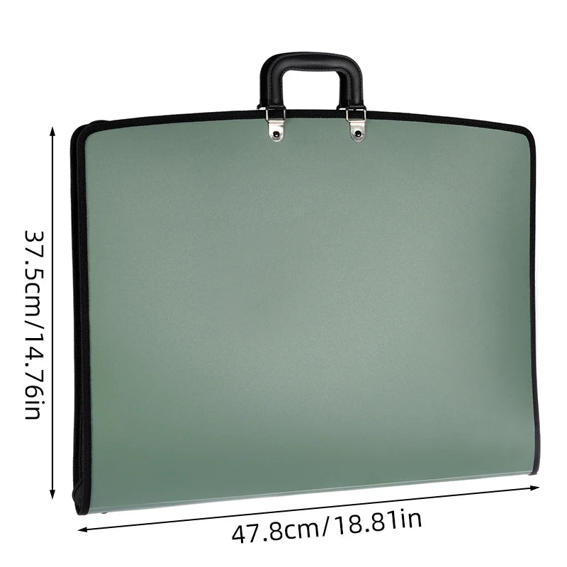 Kobest Large Capacity Portable File Bag A3 Painting Art Bag Sketch Paper Storage Outdoor Photo Selection - Green