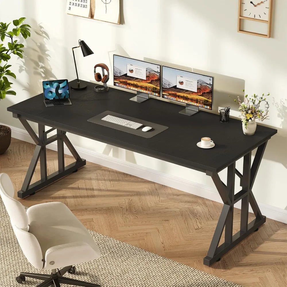 63 inch executive desk large desk with thickened frame computer desk modern minimalist desk for home work black