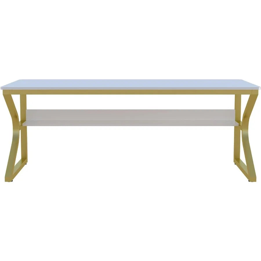 Extra Long Desk with Bookshelf for Home and Office 71 Double Long Writing Table Ideal for 2Person Workstation Modern