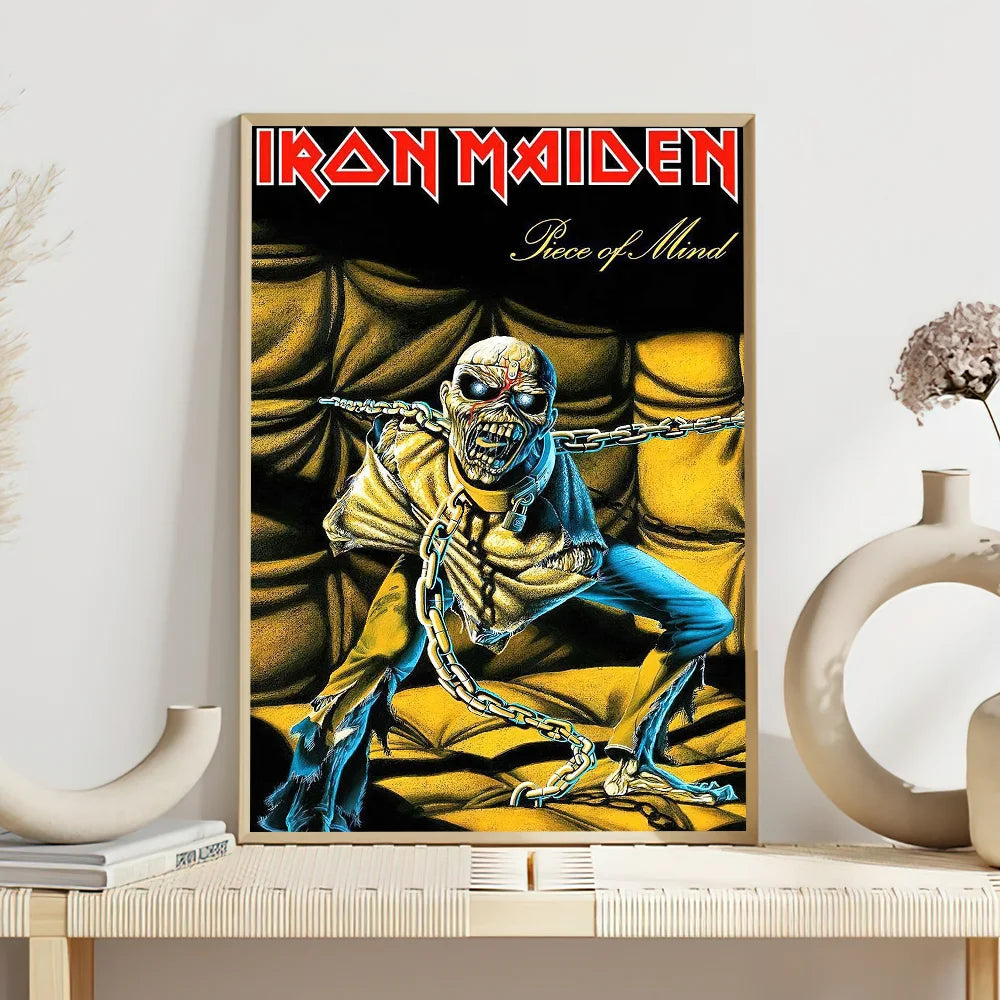 Band I-Iron M-Maiden Poster Self Adhesive Painting Living Room Office Decoration Bedroom Home Wall Sticker Prints - z8