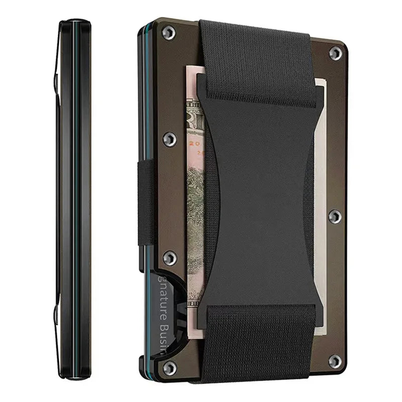 2024 New Metal Card Case Carbon Fiber Wallet Stretch Rope Money Clip RFID Anti-theft Brush Blocking Technology - cafe