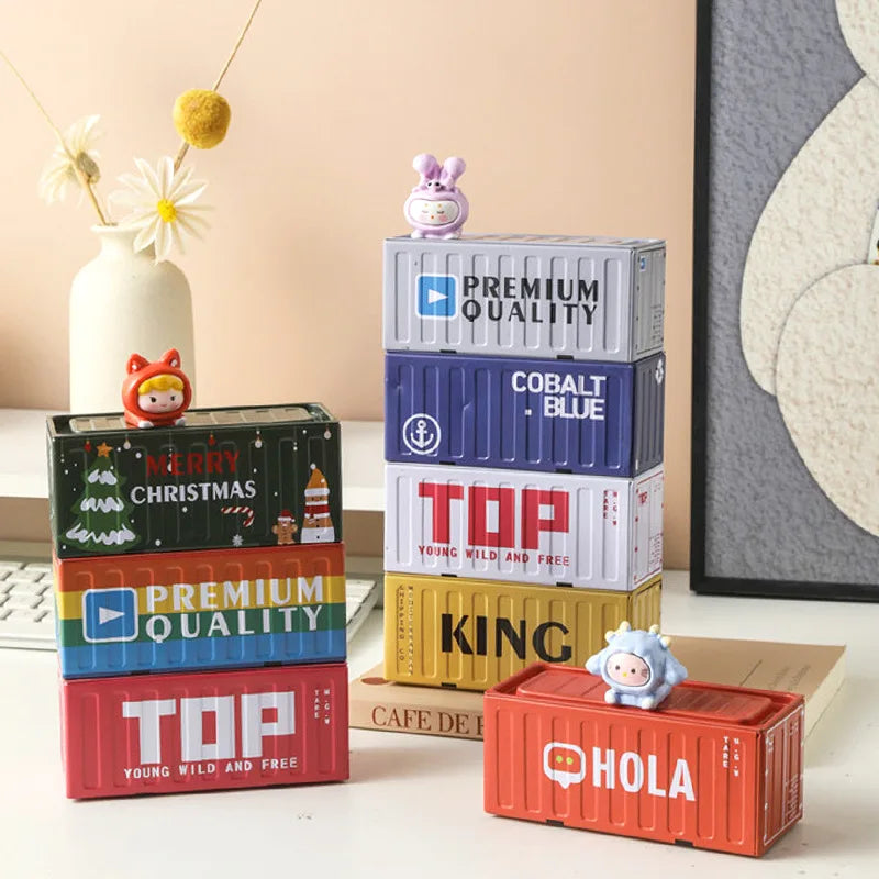 Mini Compact Iron Storage Container - Creative Desktop Organizer Desk Organizer Metal Box for Rings Chargers Pens Coins