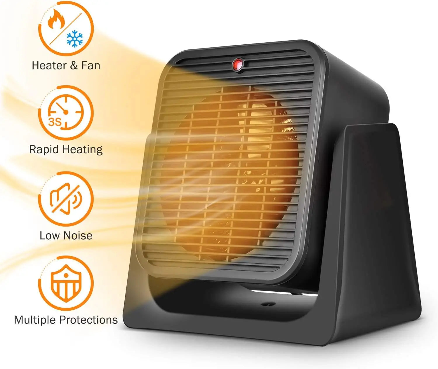 2-in-1 Cooler & Heater Desk Fan - Small Electric Combo with Tip Over & Overheat Protection for Home Office Bedroom