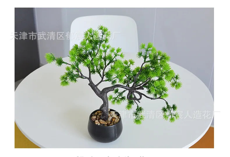 Artificial Chinese Bonsai Welcome Pine Milan Pine Luo Hansong Potted Plant New Chinese Style Living Room Home Office