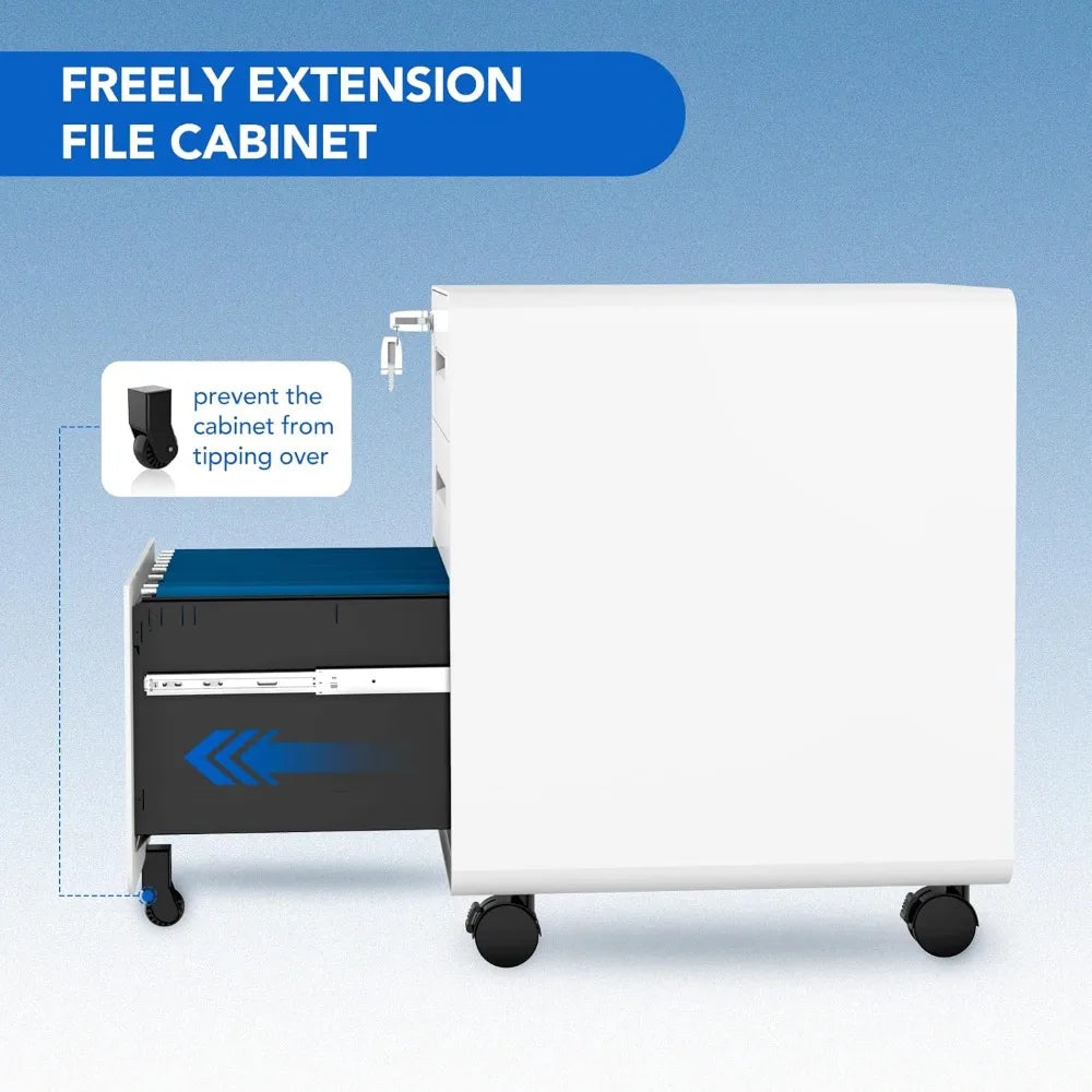 Home Office 3-Drawer File Cabinet with Under Desk Storage for Legal Letter and A4 Files