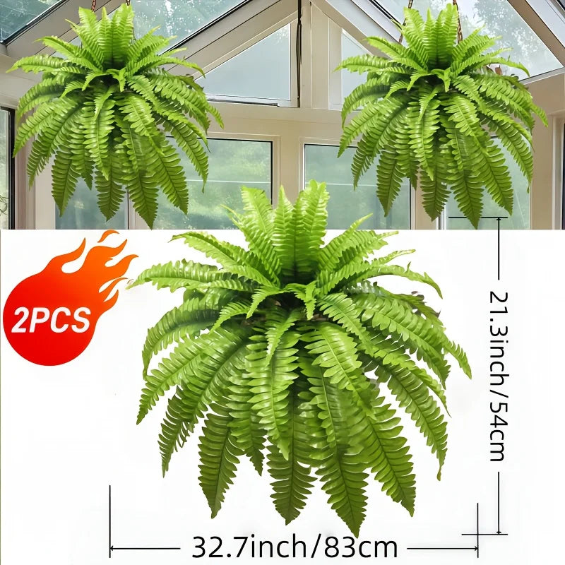 1PC Large Boston Fern Artificial Plants Realistic Faux Greenery for Home Office Garden Porch Wedding Anniversary
