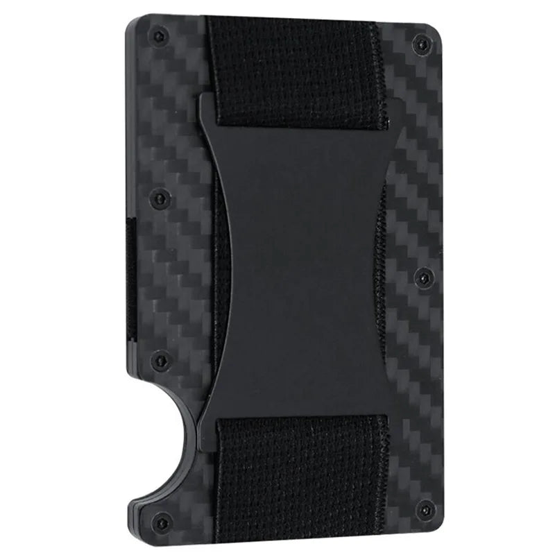 2024 New Metal Card Case Carbon Fiber Wallet Stretch Rope Money Clip RFID Anti-theft Brush Blocking Technology - Matte