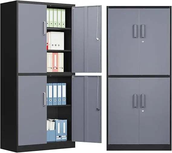 Metal Storage File Cabinet with 4 Doors Steel Storage Cabinet with Locking Doors and 5 Shelves for Home Office Hospital