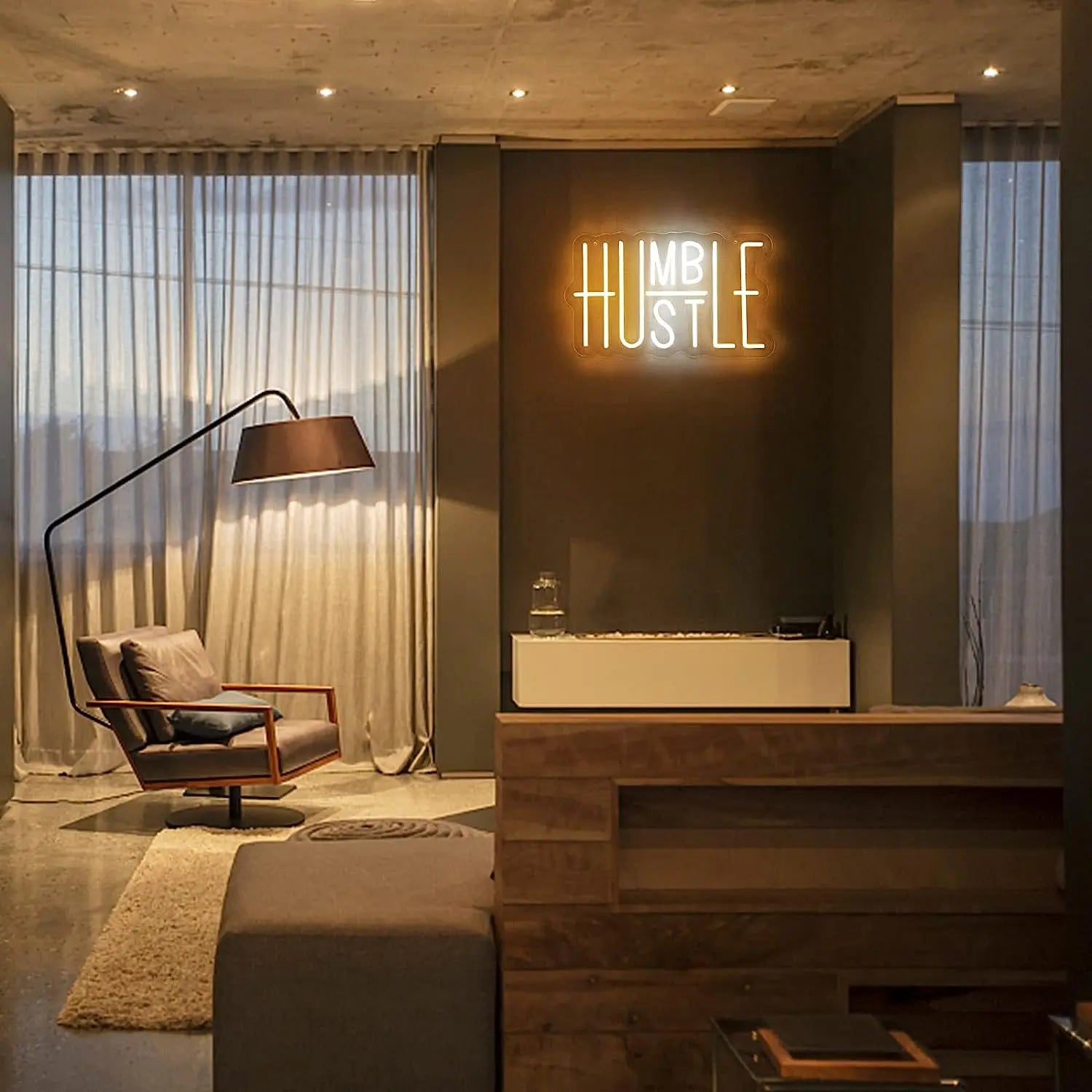 1 pc Hustle LED neon sign for wall decoration USB power supply suitable for office gym Man Cave decoration - WHITE