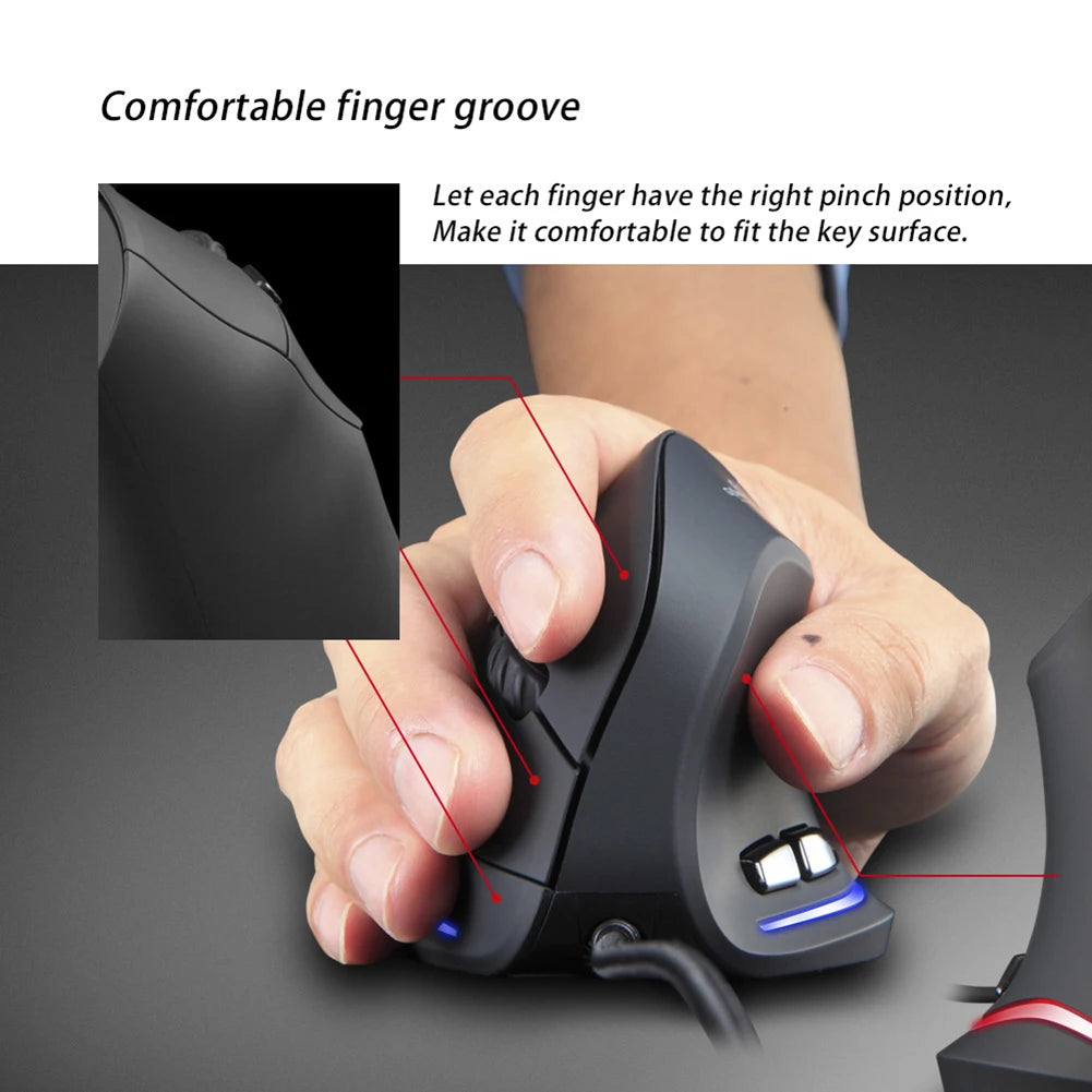 ZELOTES T20 Ergonomic Mice Silent Wired Vertical Rechargeable Ergonomic 3200 DPI USB Optical Laptop Computer PC Gamer