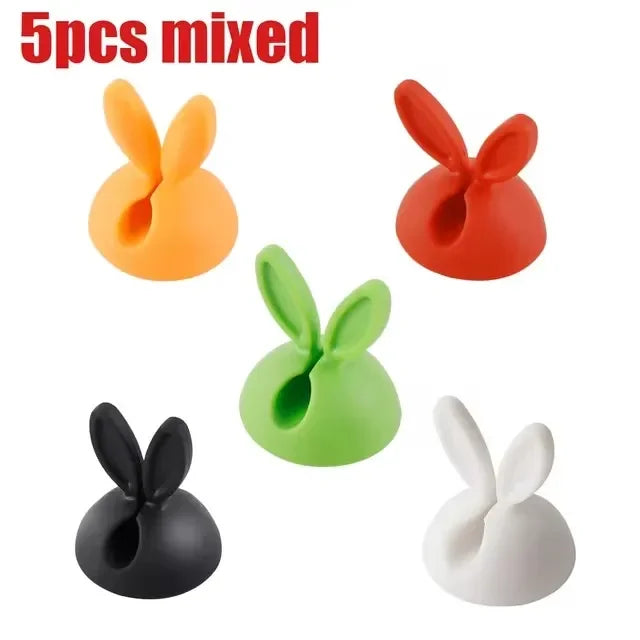 Cute Rabbit Ear Cable Manager Desktop Car Dashboard Charger Cables Clasp Clip Desk Line Organizer Bunny Ear Winder