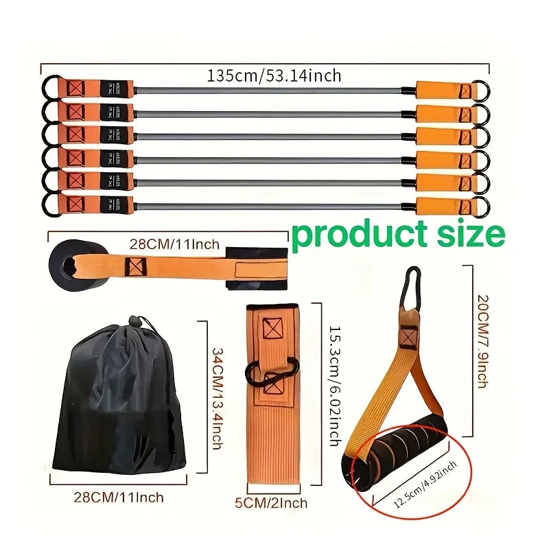 12 piece high-strength tension rope training set - environmentally friendly TPE latex anti breakage elastic