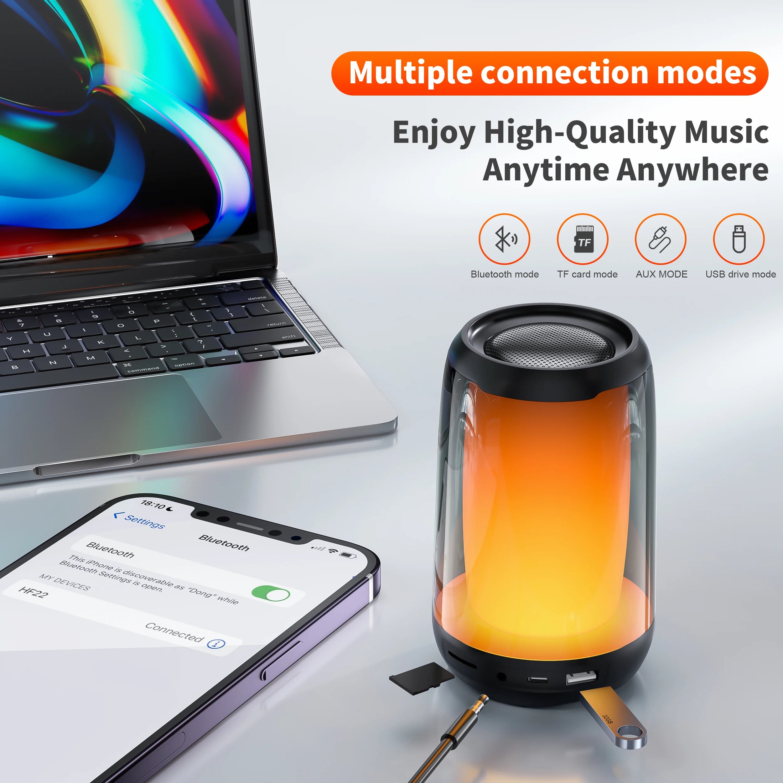 QERE Bluetooth Speaker with Hi-Res 5W Audio,Wireless HiFi Portable Speaker IPX5 Waterproof,Outdoor Multiple connection
