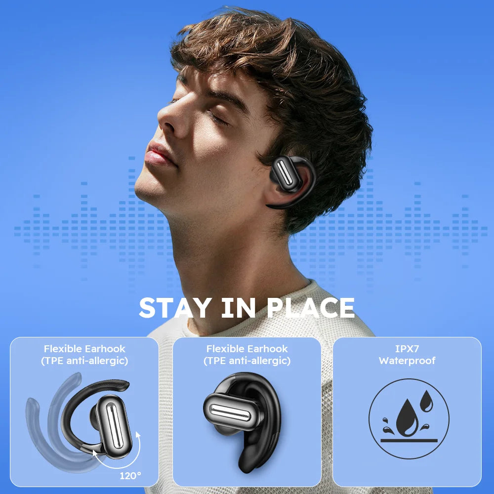 Bluetooth Earphone 20 Hours Play Time Swimming Waterproof Earbuds Dual Wear Style Sport Wireless Headset TWS Ipx7