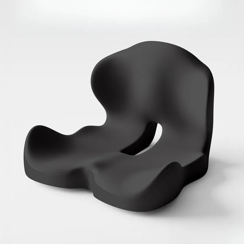 Memory Foam One-piece Cushion Office Cushion Hip Beautification Spine Relief And Waist Support Cushion - Black