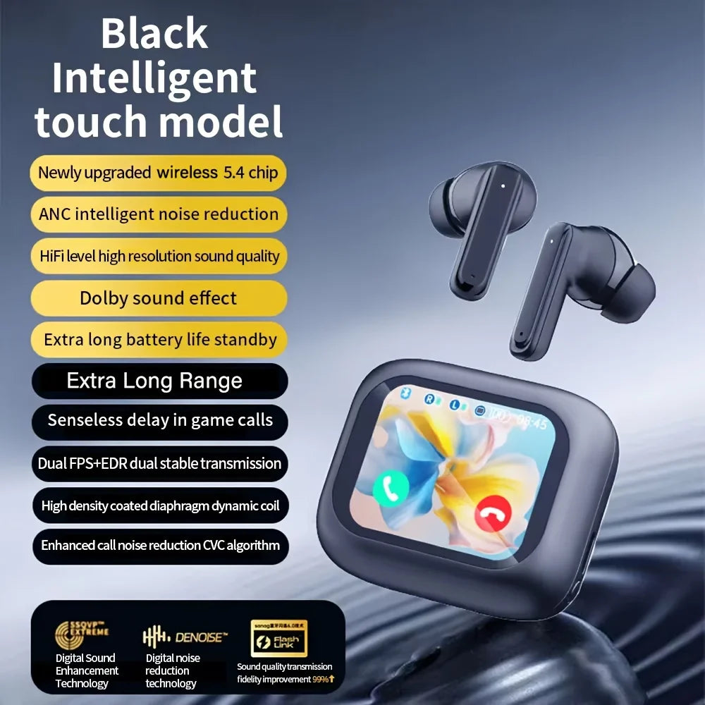 2024 Upgraded For Smart Touch Screen Wireless Earbuds - Unisex With Built-In Mic Volume Control Compatible For smart