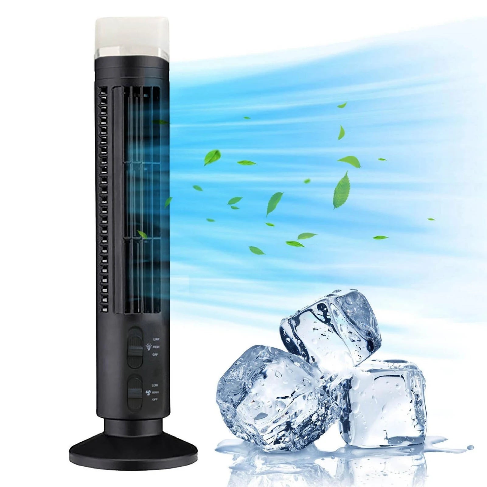 Bladeless Tower Fan Portable USB Desk Fan Lighted Design Energy Saving Environmentally Friendly Home Bedroom Office