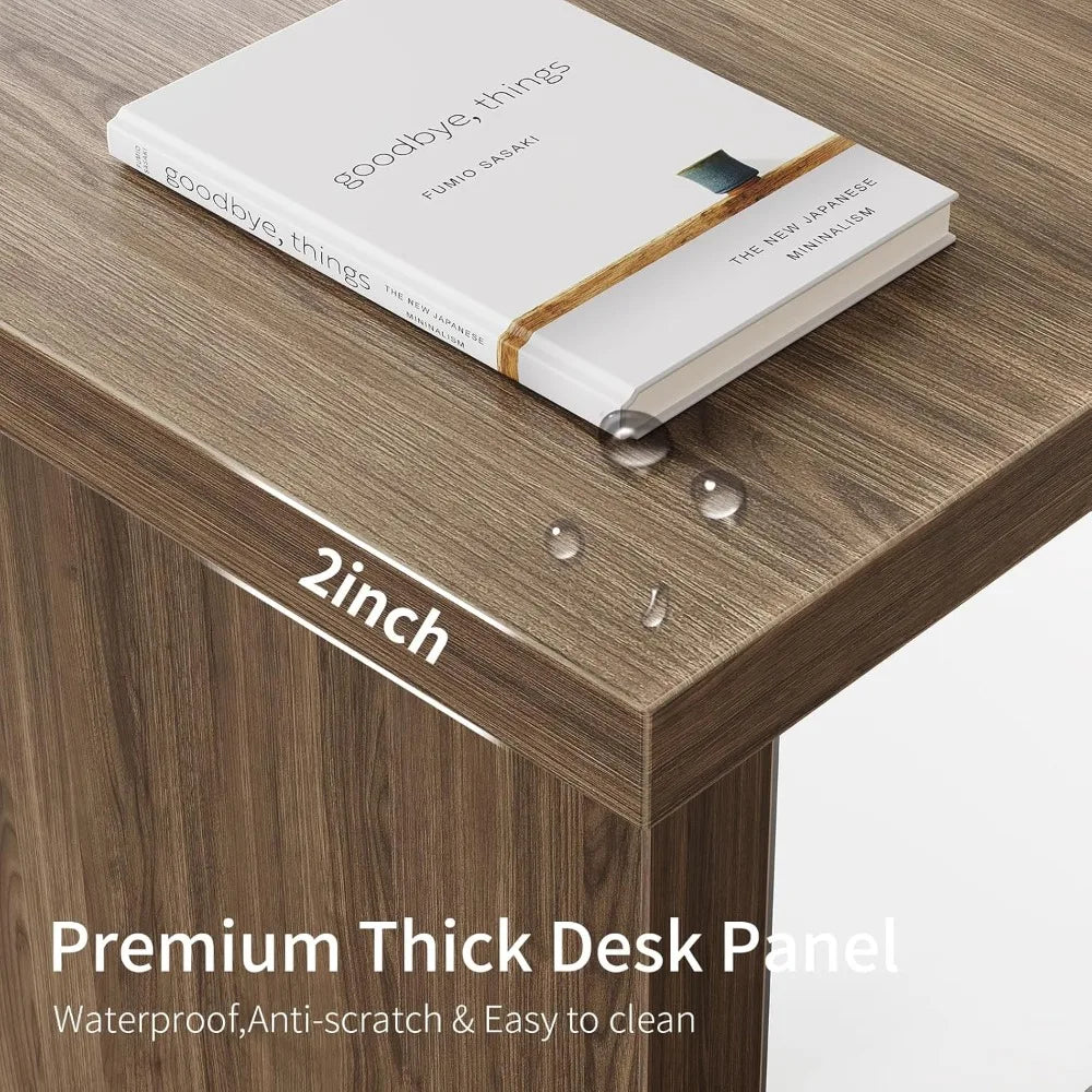 60-Inch Large Executive Desk Modern Minimalist Wooden Computer Office Desk Workstation with Extra Thick Tabletop