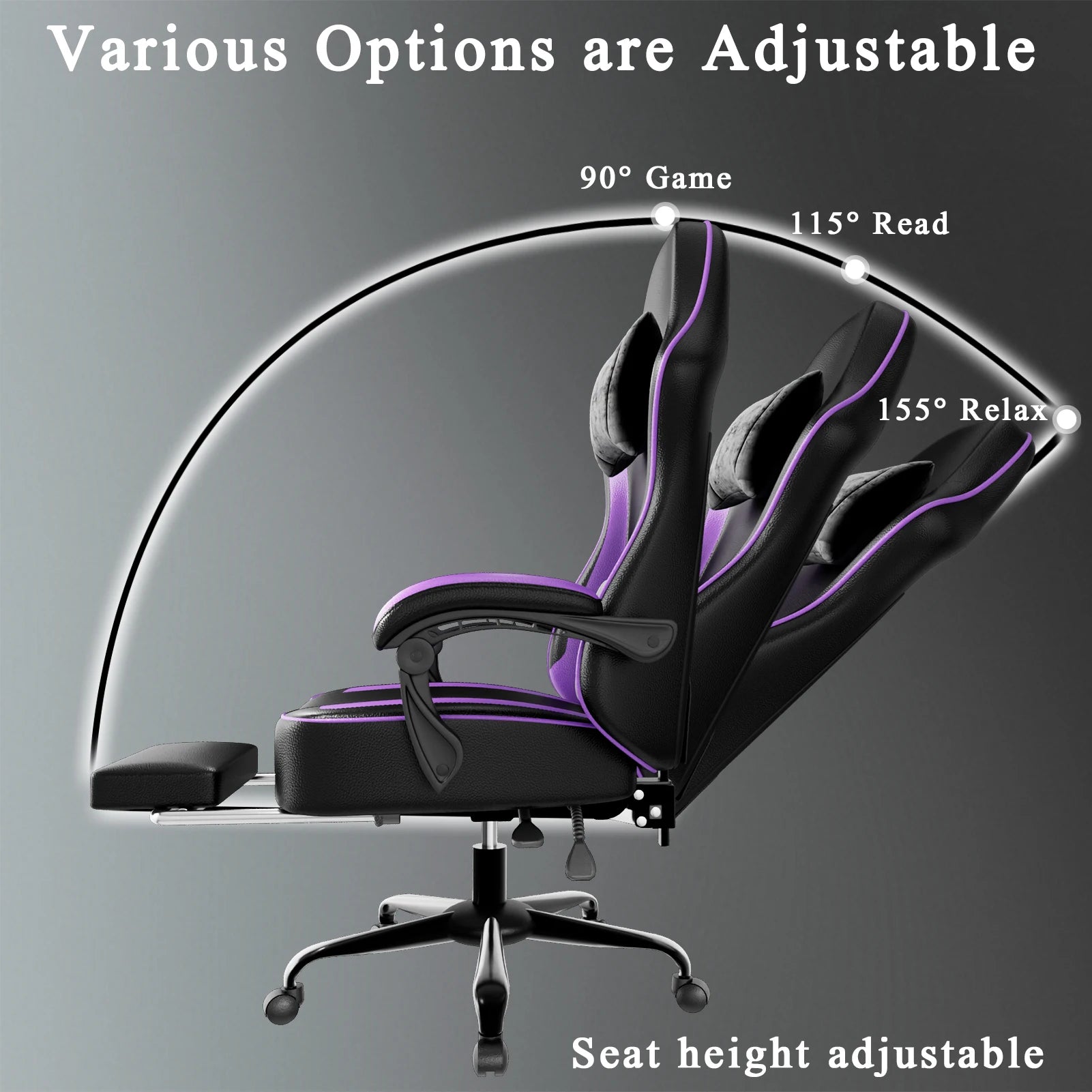 Gaming Chair with Pocket Spring Cushion and Footrest Ergonomic Computer Chair for Adults Breathable PU Leather Game
