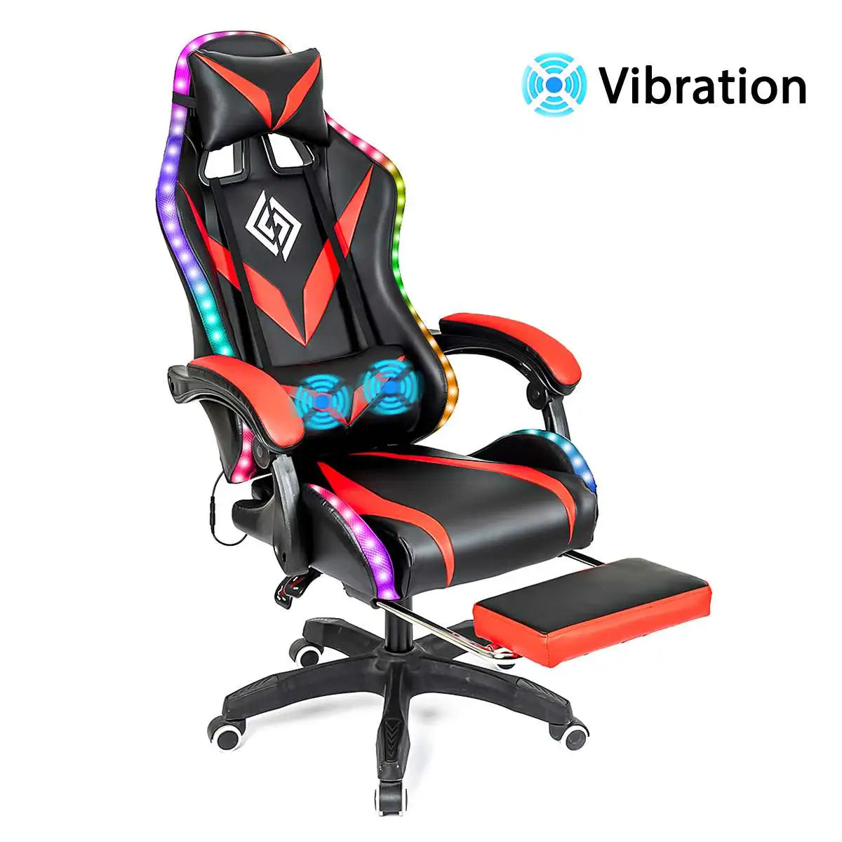 135 Degrees Gaming Chair RGB Light Office Chair Bluetooth Speaker Gamer Computer Chair Ergonomic Swivel 2 Point Massage