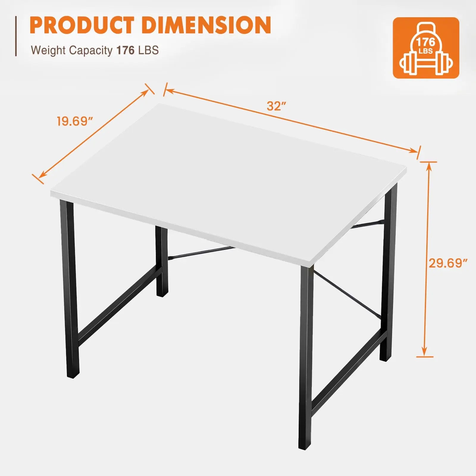 JHK Computer Office Desk Writing Study Office Gaming Table Modern Simple Style Compact Metal Frame Wood Tabletop Easy