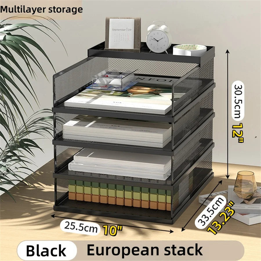 Metal Mesh Desk Organizer Box Office A4 Paper Organizer Document File Letter Book Pen Brochure Filling Tray Rack Shelf