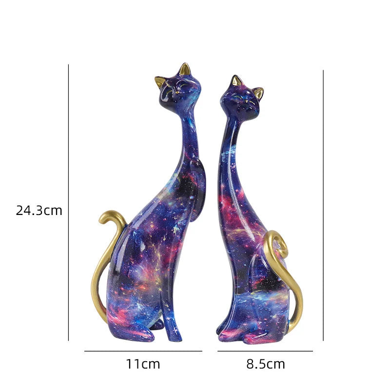 Nordic Graffiti Art Oil Painting Cat Decoration Resin Abstract Ornaments Figurines Bedroom Desktop Porch Cat Sculpture