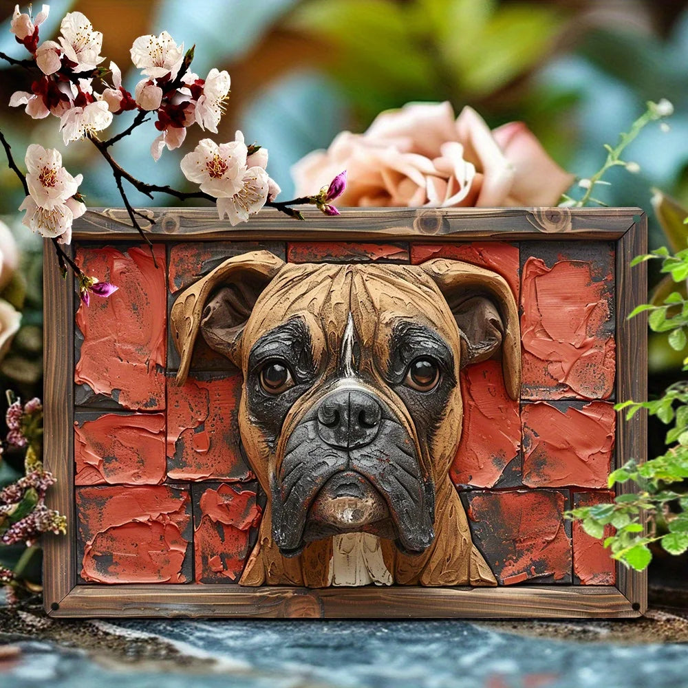 Boxer Dog Wall Art - Winter Themed Metal Sign - Home & Office Decorative Funny Vintage Sign - Ideal Gift for Father’s