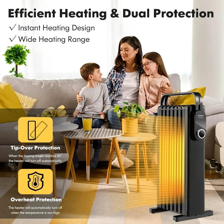 Oil Filled Radiator Heater 1500W Electric Space Heater with Foldable Hanging Rack for Home Office and Indoor Use Offers