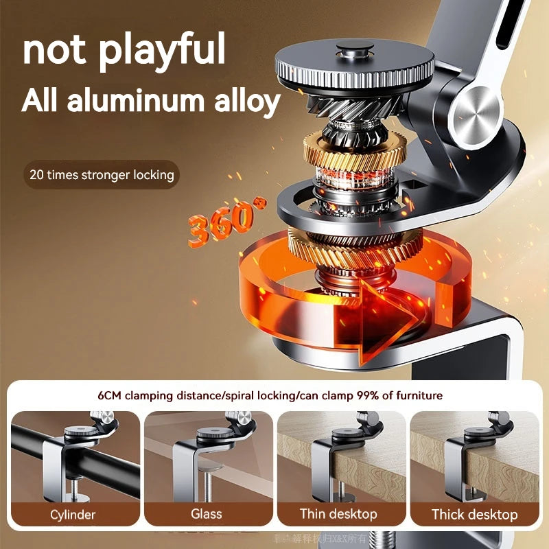 Aluminum Alloy Tablet Holder Stand Phone Clip Holder Rotatable Cantilever Home Live Desktop Holder Folding Bracket